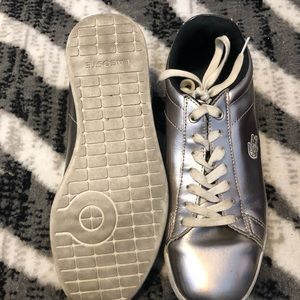 lacoste rose gold sneakers